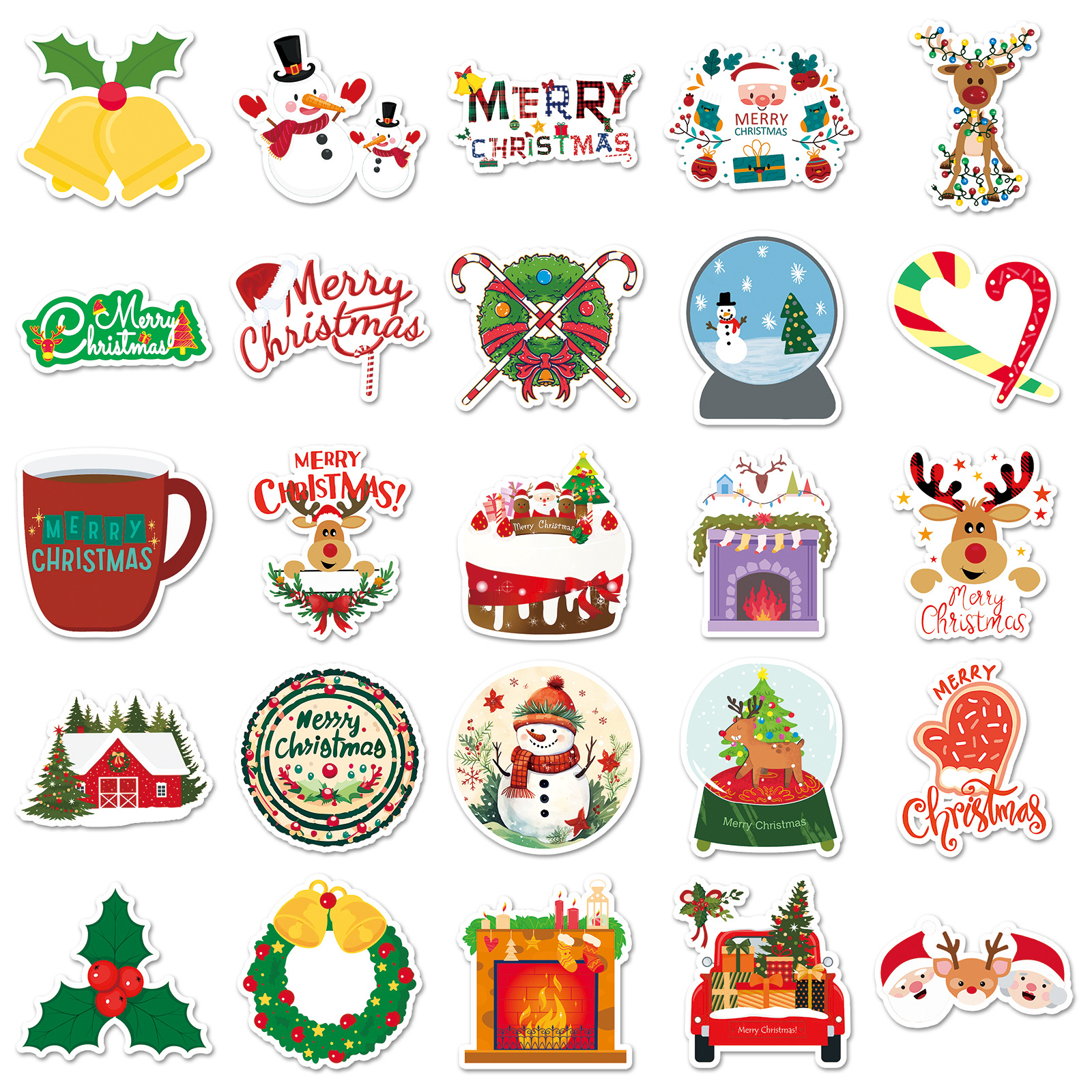 Christmas Occasion PVC self-adhesive Material 1 Set Christmas Tree Christmas Socks Elk Christmas Christmas PVC Self-adhesive Cute Stickers