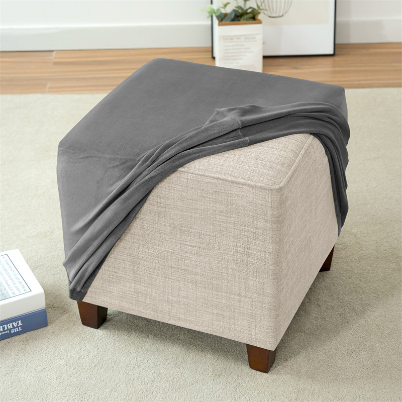 Cubierta de pedal cuadrada de color sólido de terciopelo de zorro plateado grueso, cubierta de reposapiés de sofá de hotel para el hogar, cubierta antipolvo