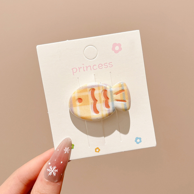 Horquilla de estrella amarilla dulce y linda, clip de flequillo en la frente femenina, cabello roto en el costado, clip de pico de pato, tocado