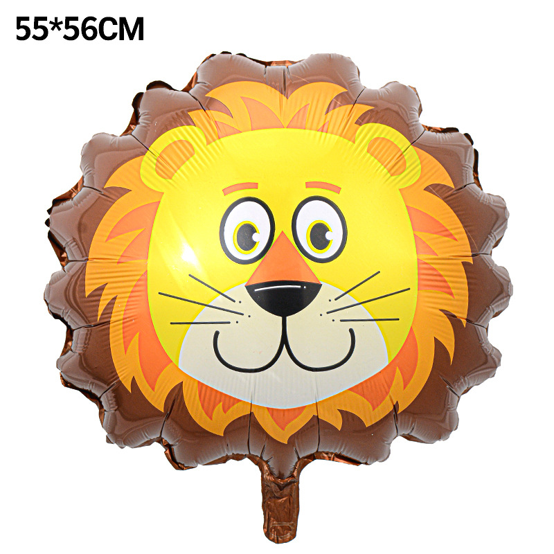 Venta caliente cabeza de animal película de aluminio globo tema de cumpleaños fiesta decoración de dibujos animados león cabeza de tigre papel de aluminio globo al por mayor