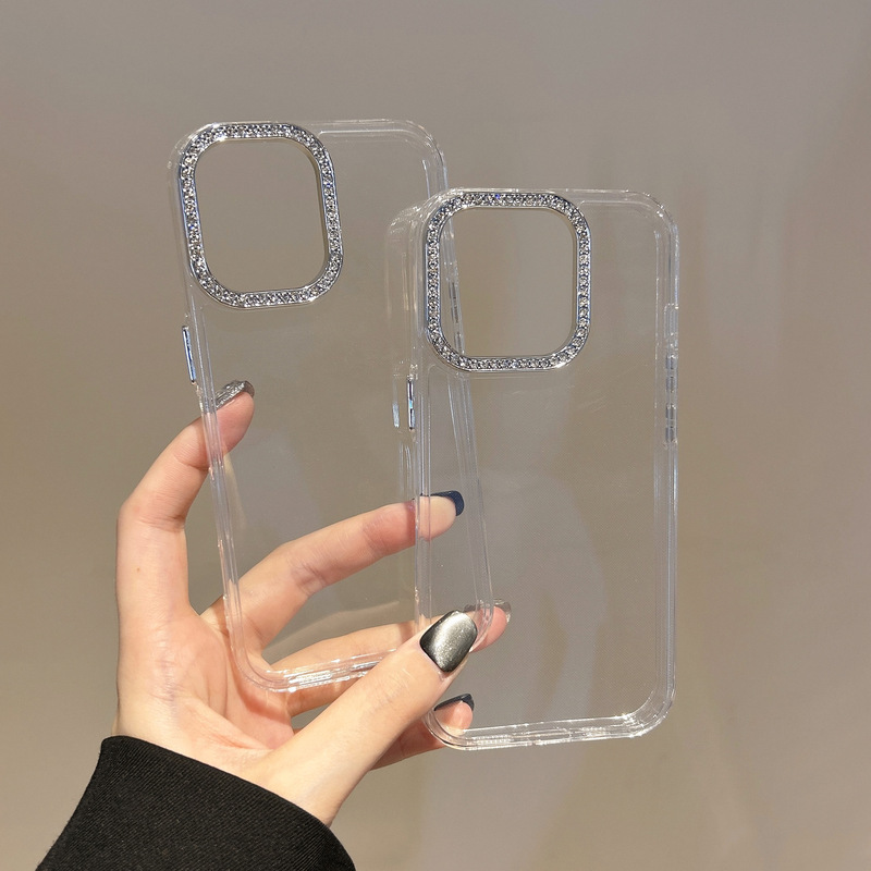 闪钻镜头圈适用iPhone15om透明壳16promax手机壳苹果14防摔保护套|undefined