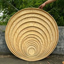 产地货源竹编筛子竹盘家用晾晒农家编织圆形竹簸箕批发手工竹编