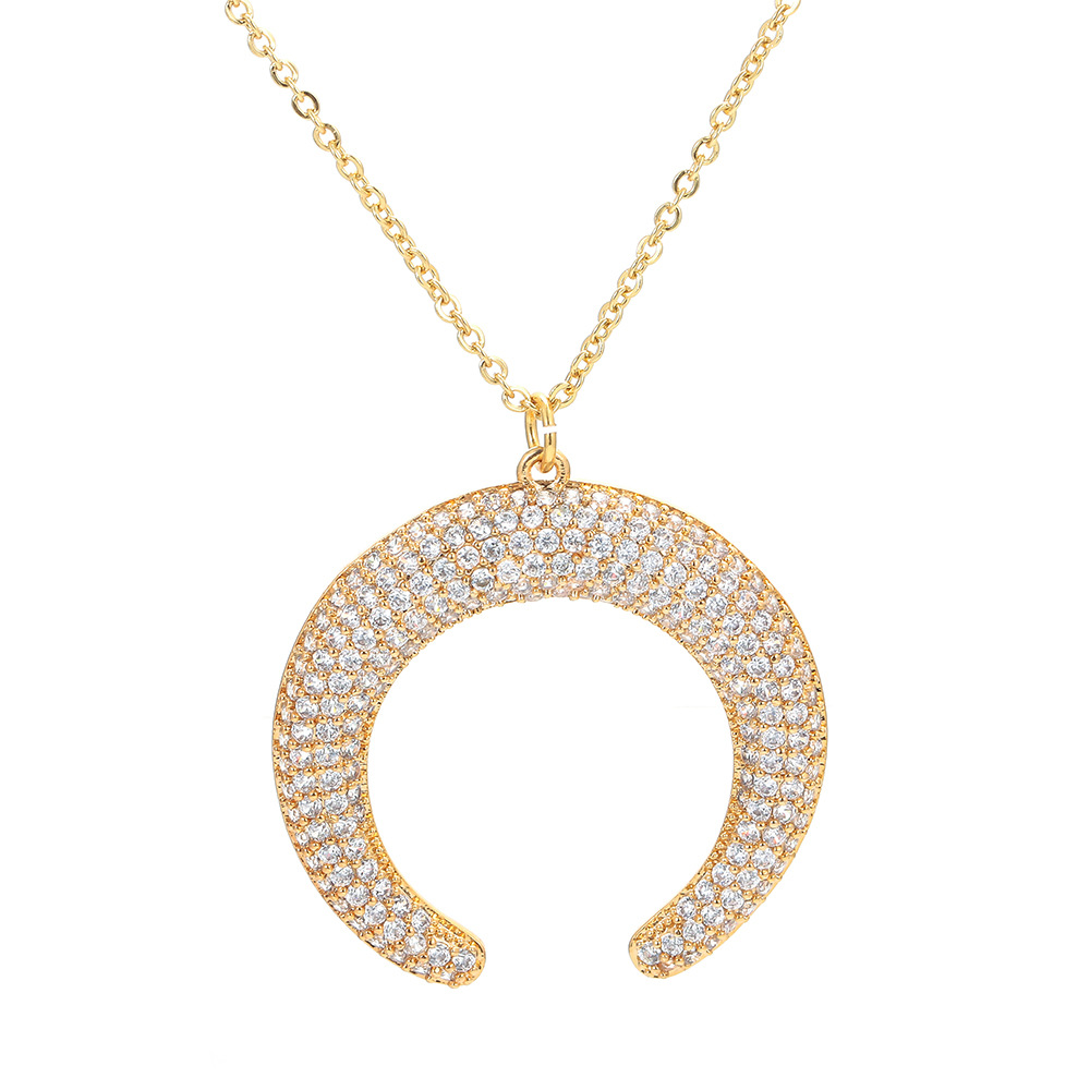 8g Weight Copper Pendant Material Copper Cable Chain Plating Moon Pendant Necklace
