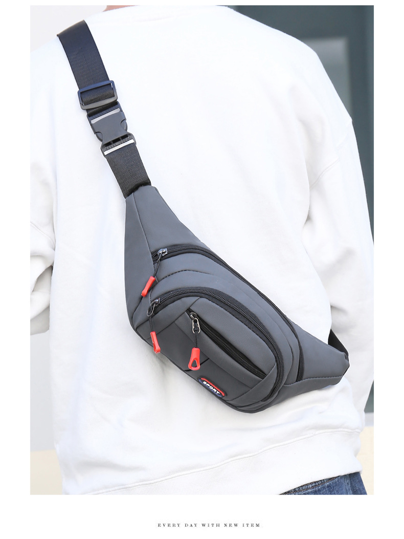 New leather waterproof waist bag for men, casual, simple and large-capacity cash register change crossbody bag, retro sporty chest bag undefined