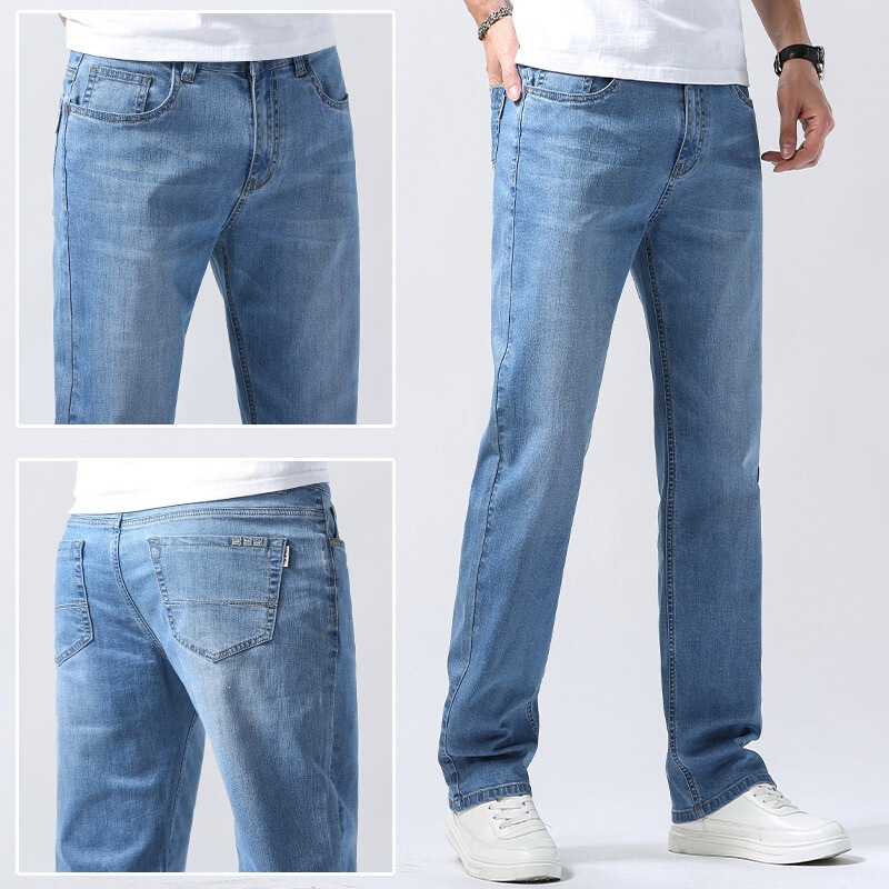 Men's Spring and Autumn 2025 New Jeans, Men's Loose Straight-Leg Large Size Summer Casual Long Pants for Men
