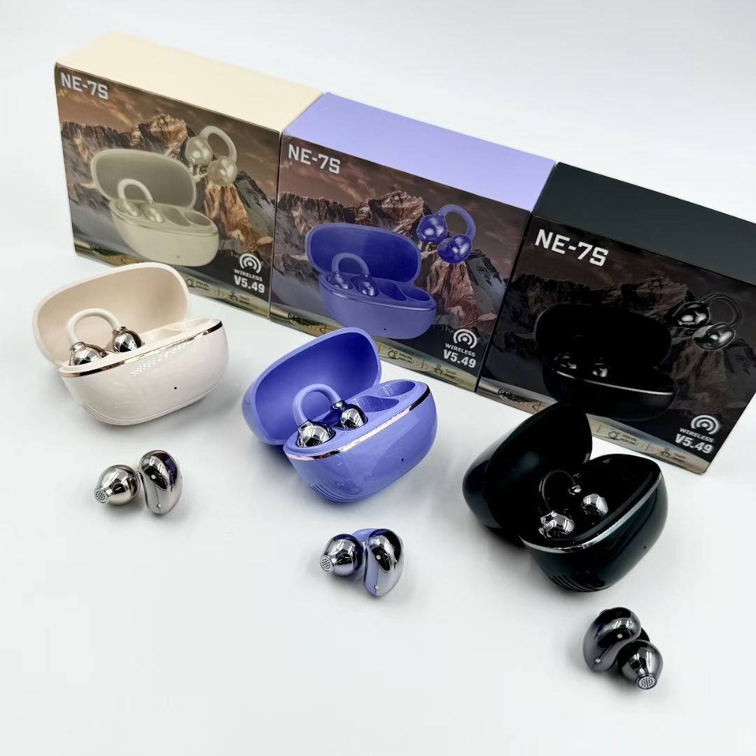 Los nuevos auriculares Bluetooth NE-7S transfronterizos, auriculares abiertos de conducción ósea tipo clip para los oídos, auriculares deportivos indoloros que se usan durante mucho tiempo