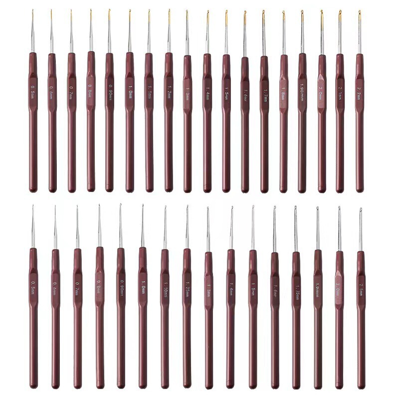 Coffee Crochet Hand Double Hook Needle Tool suit Stainless Steel Knitted Hook Sweater Needle Hand Knitted Shoe Wool Wire