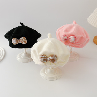 Baby Hat Spring and Autumn Baby Girl Beret Newborn Children's Wool Knitted Princess Cute Super Cute Fashion