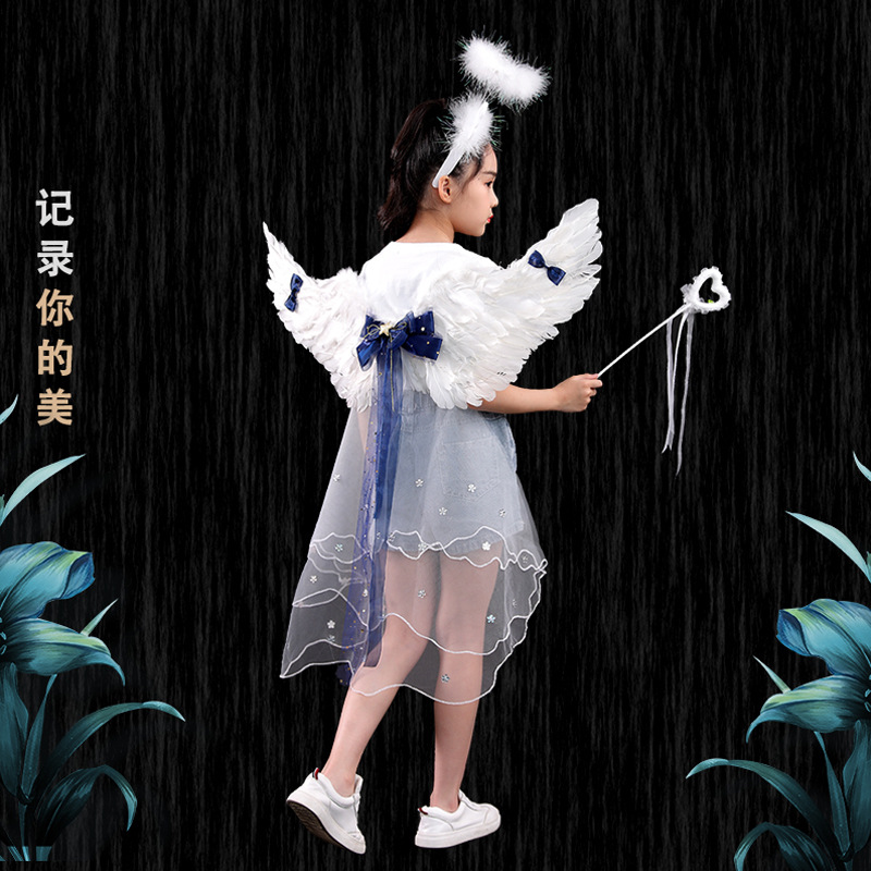 Cosplay Ángel pluma alas apoyos Navidad Halloween rendimiento traje etapa apoyos princesa decoración trasera