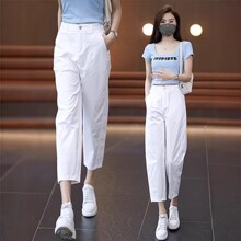 时尚简约八分宽松休闲直筒裤女2026年夏季薄款高腰垂感百搭阔腿裤