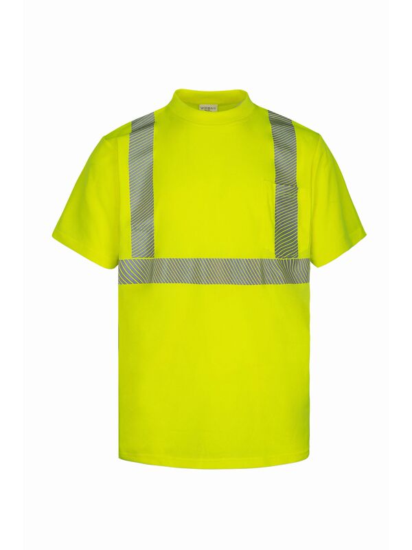 Yellow T-Shirt Outdoor High Visibility Building Vest Reflective Highlight Class II Safety Short Sleeve