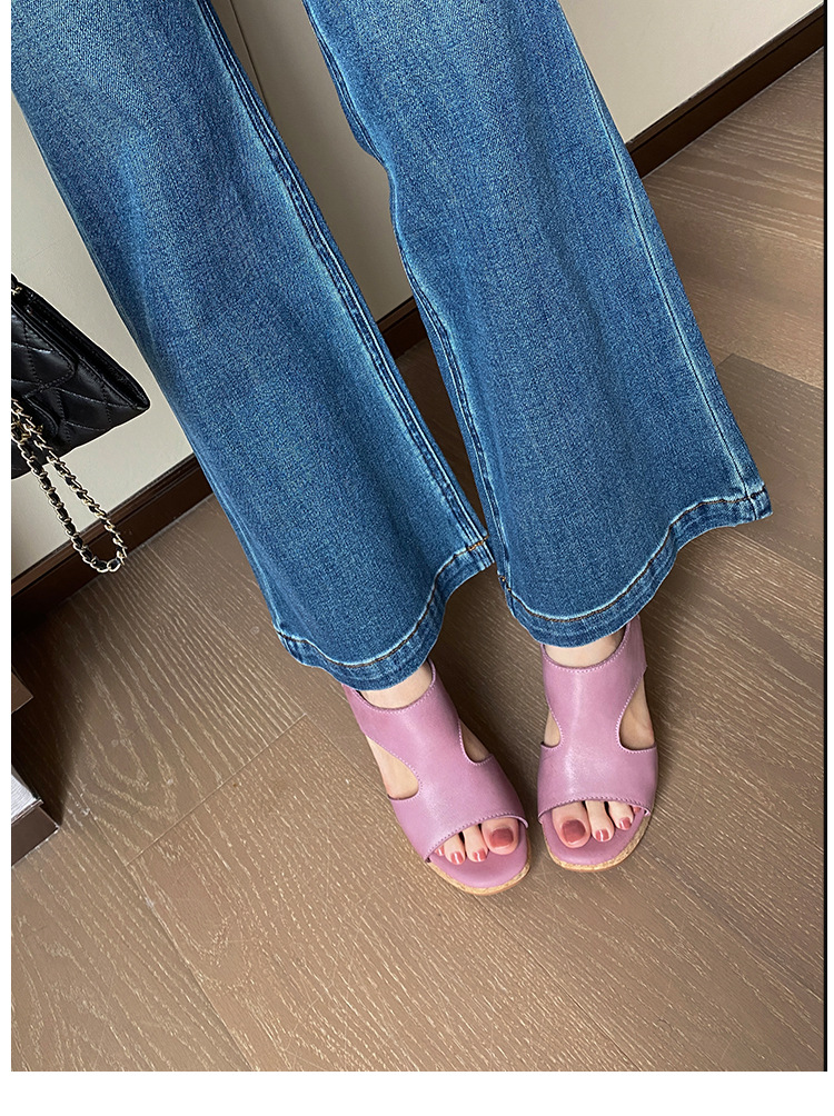Sandal cao gót nữ da bò thật đế xuồng platform mũi hở gót siêu cao 2025 — nâu, Tím, Màu trắng nhạt chi tiết 31
