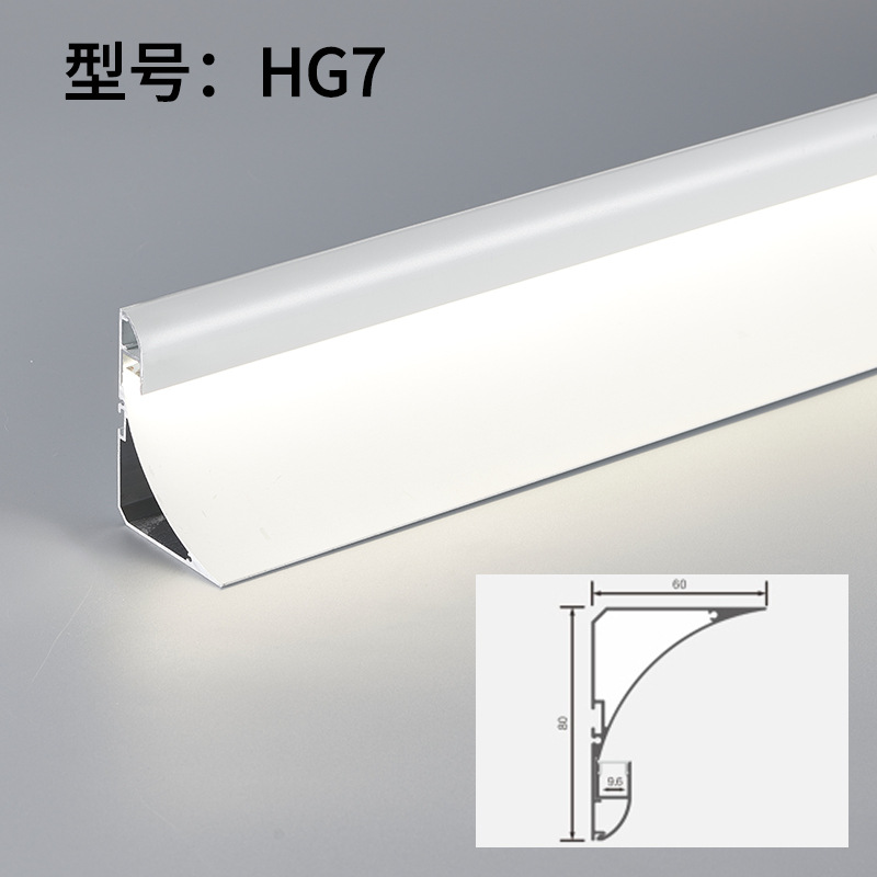 Línea de retorno emisor de luz ranura de suspensión lámpara de araña de esquina perfil de aluminio Lámpara de techo de montaje en superficie sin ranuras yeso