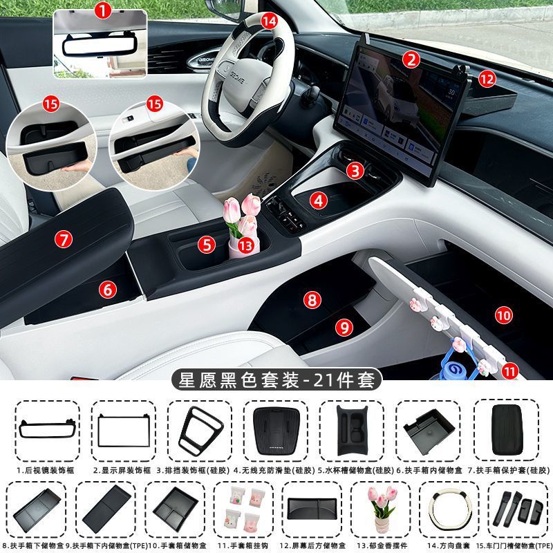 Armrest box pad: Shiyong For Voyah Xingyuan - voyah-xingyuan-center-console-gear-panelarmrest-panel-silicone-pad-black-21