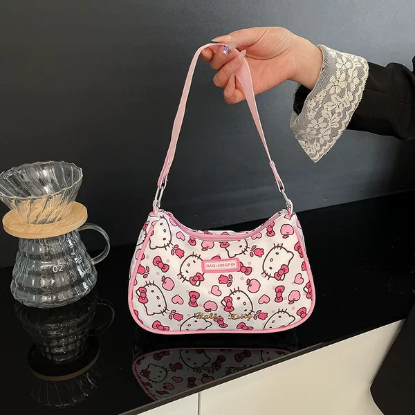 New Kitten Crossbody Bag Kt Cat Backpack High Sense Girl Underarm Bag Trendy Personalized Shoulder Print Bag