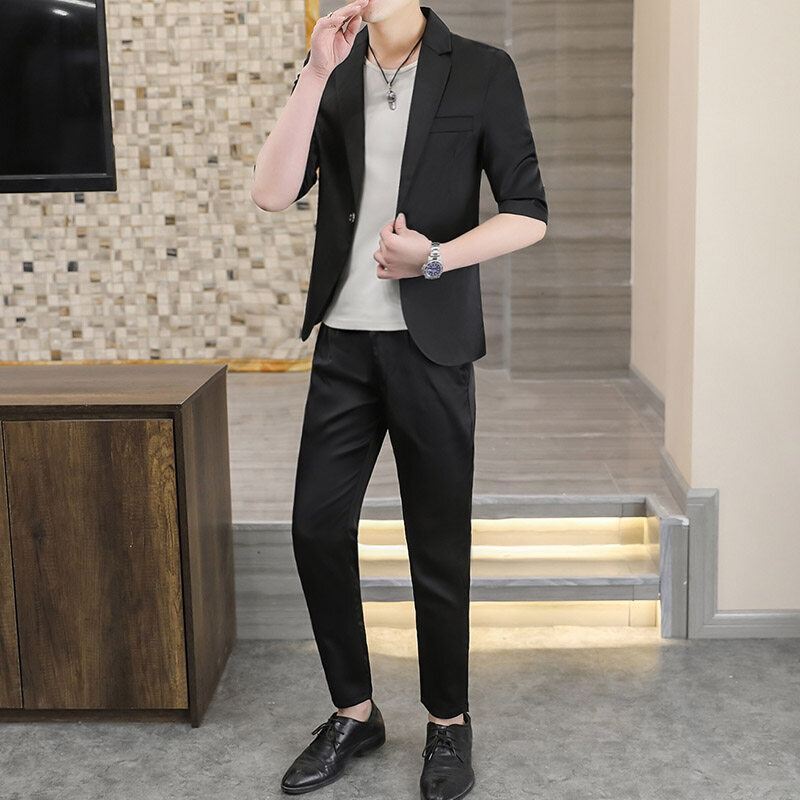 Summer universal quality thin fitted solid color set