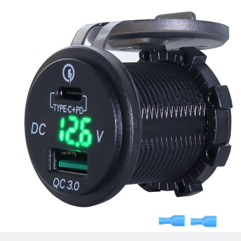 Автомобильный мотоциклетный кемпер модифицированная машина зарядка QC3.0 ремень измеритель напряжения Type-C функция не подключается