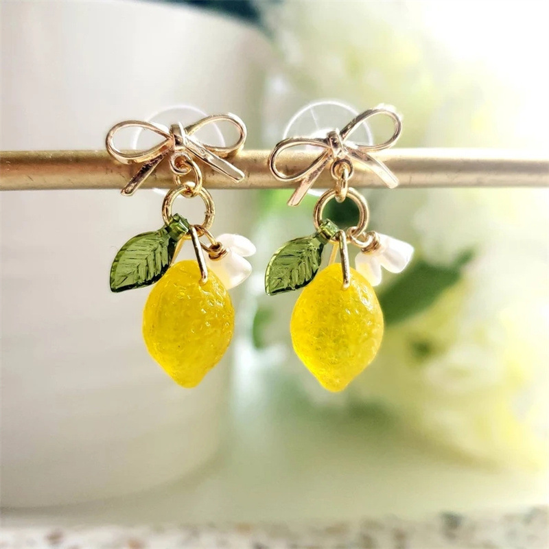 Drop Earrings Classification 1 Pair IG Style Cute Lemon Plastic Resin Drop Earrings