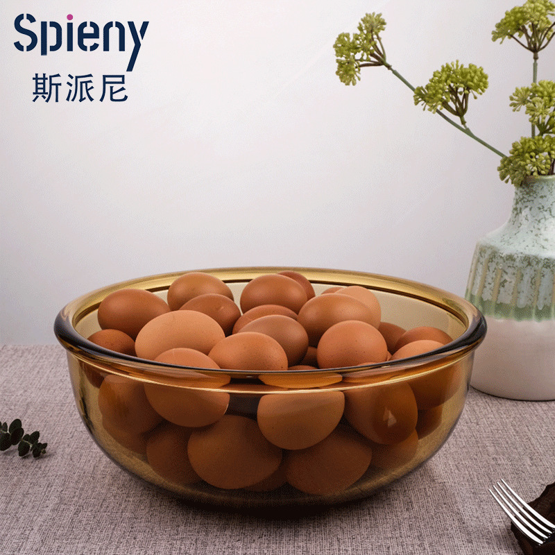 Extra Large Thickened High Borosilicate Glass Bowl, High Temperature Resistant Baking Bowl, Chopsticks, Egg Beating and Dough Mixing Bowl, Salad Bowl