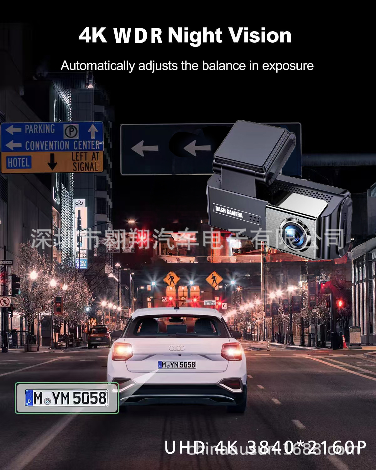 Cross-Border New Model Wifi Recorder with Mobile Phone Connectivity, Gps Parking Monitoring, High-Definition Driving Recorder 4Kadas