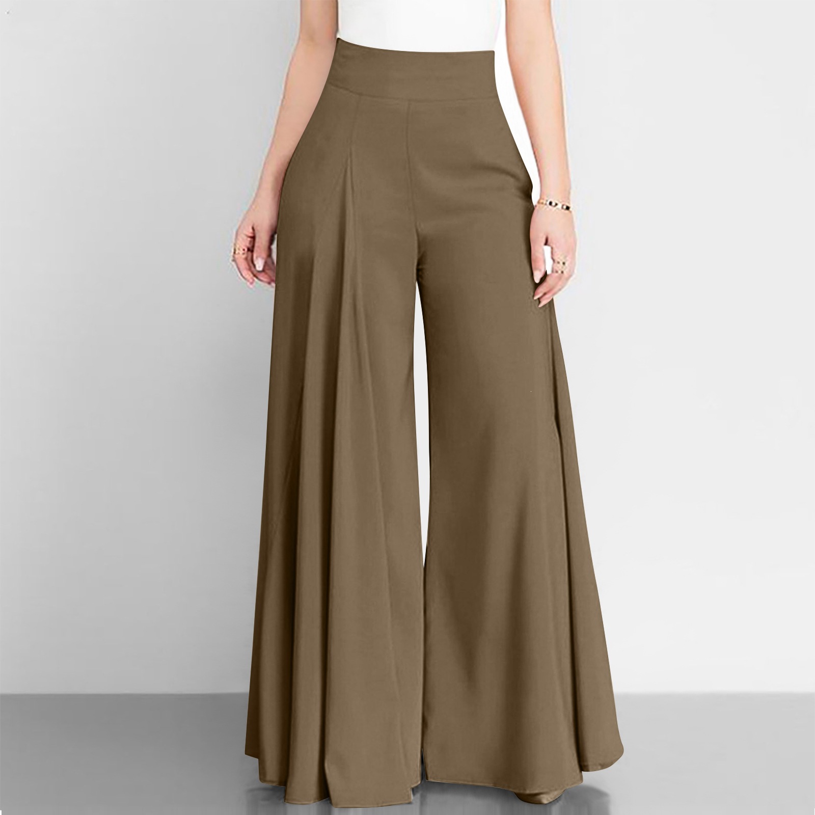 2026 Spring And Summer OL Women's Solid Color High Waist Wide Leg Pants Skinny Thin Casual Pants_ecoleips.com