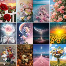 亚马逊热销5D钻石画 彩绘花卉钻石画满钻装饰画厂家直销批发代发