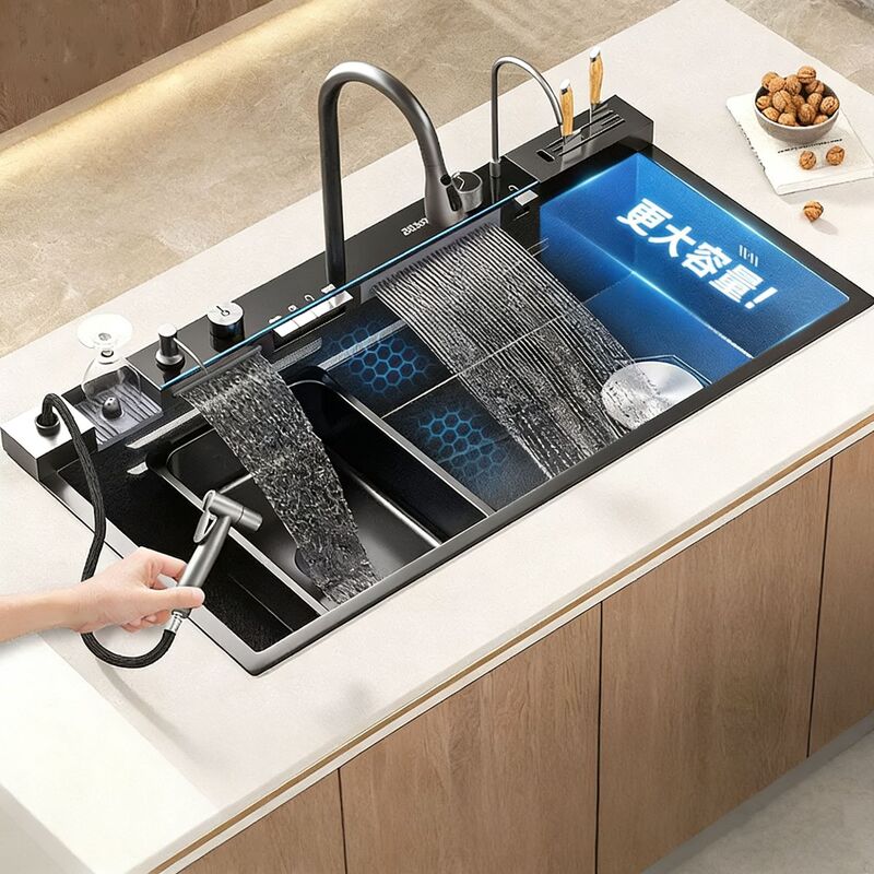 1m Large Size Whale-Shaped Sink Made of 304 Stainless Steel, Handcrafted and Thickened, Single Bowl for Home Kitchen, Above and Below Counter Use