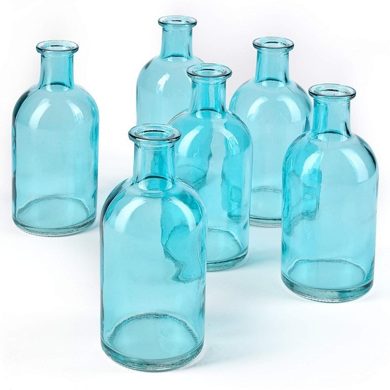 跨境现货玻璃瓶小口家居摆设复古装饰药剂瓶透明插花玻璃花瓶