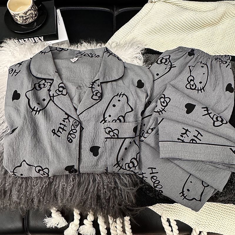 Cloud Cotton Cartoon Pajamas Women's Spring and Autumn New Cardigan Long Sleeve Trousers Two-Piece Home Wear Outfit