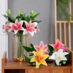 百合花 3D打印阳光百合仿真花 胶布假花居家摄影婚礼布置高仿真