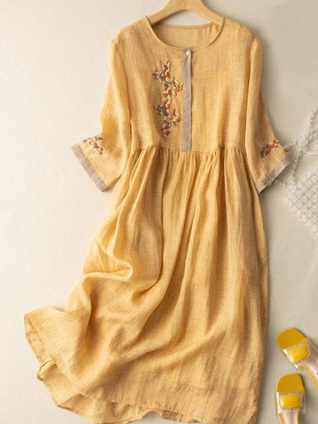 Ethnic summer dress with sleeves