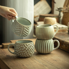 【创意有格调】陶瓷马克杯下午茶咖啡杯美式浮雕拿铁杯拉花杯子