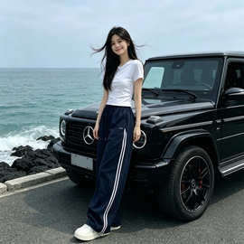 休闲运动套装女夏巨好看减龄韩系时尚气质小个子条纹裤穿搭一整套