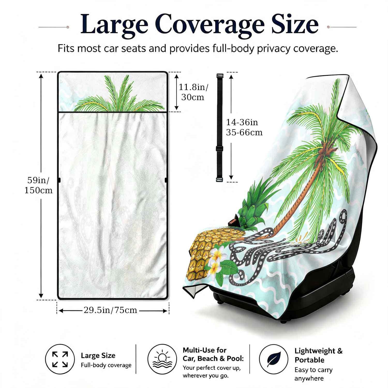 Summer bath towel and car seat cover 2-in-1, ultra-fine fiber outdoor beach and car dual-use universal seat cushion