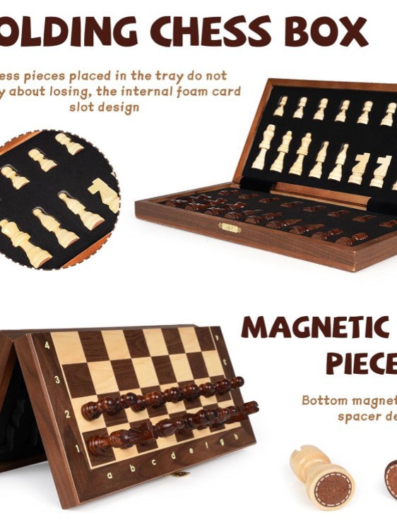 Ajedrez transfronterizo de madera sólida de alta calidad juego de ajedrez plegable de madera grande para niños plegable portátil
