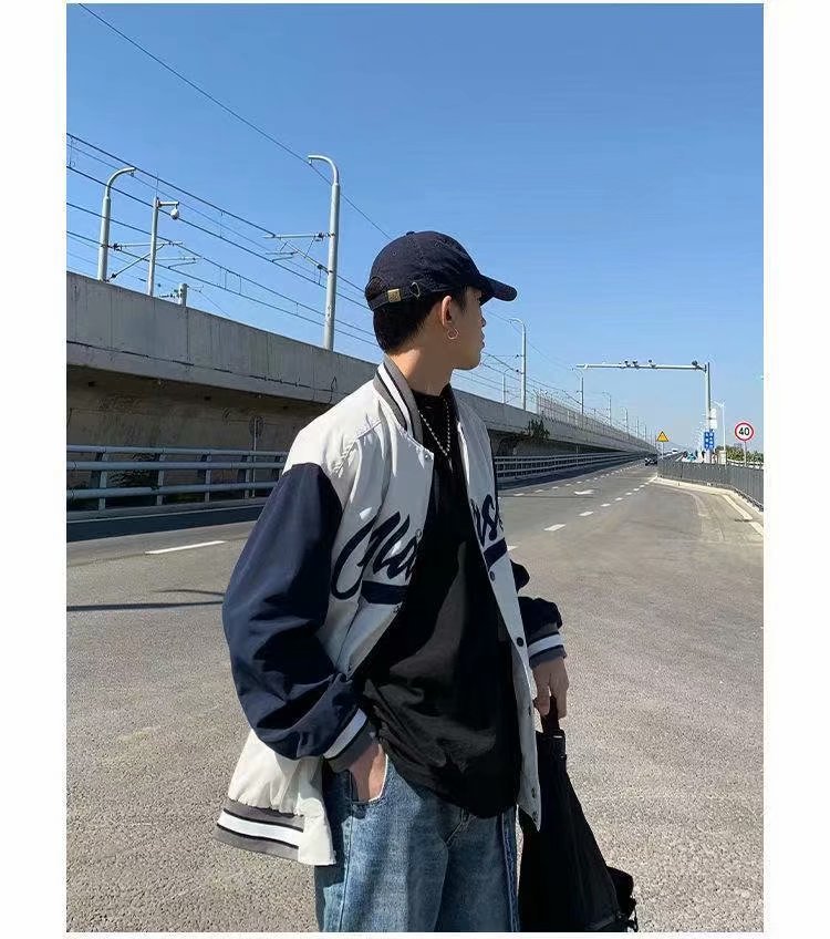 Baseball-Trikot 2023 Frühling Amerikanische Modemarke Farbe passende Coup Lose Student Trend Casual Mantel Herren_voghion.com