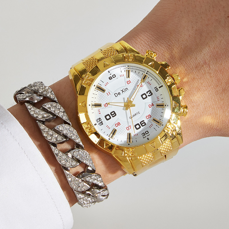 Nuevo dial grande impermeable luminoso reloj de los hombres estudiante coreano moda de lujo reloj de cuarzo al por mayor