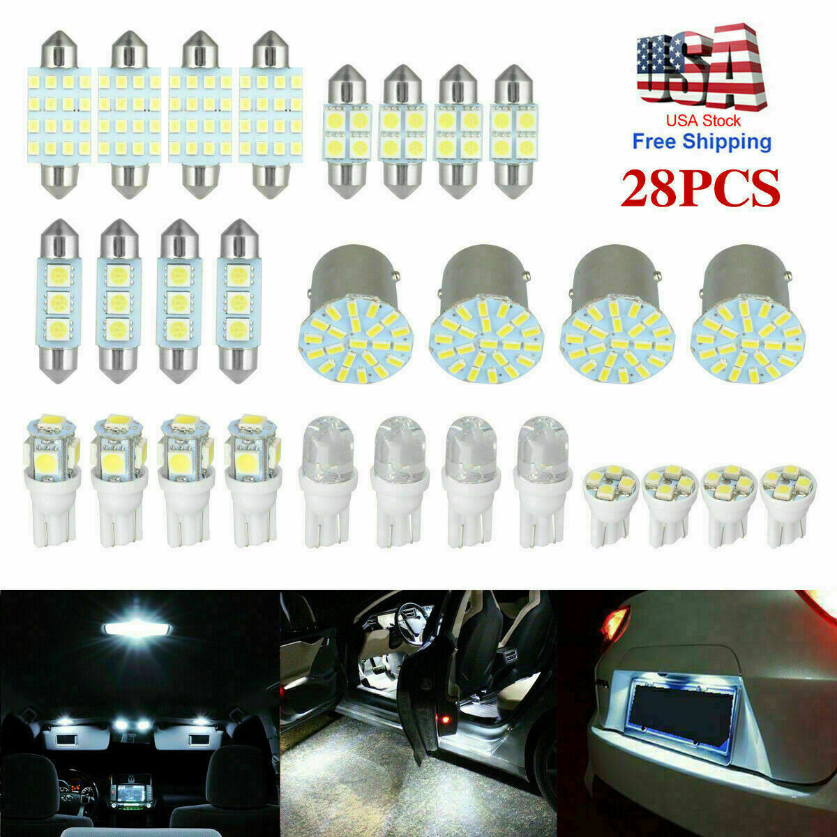 28PCS T10 lámpara de ancho de automóvil LED combinación 31MM doble punta lámpara de lectura lámpara de matrícula lámpara interior image 6