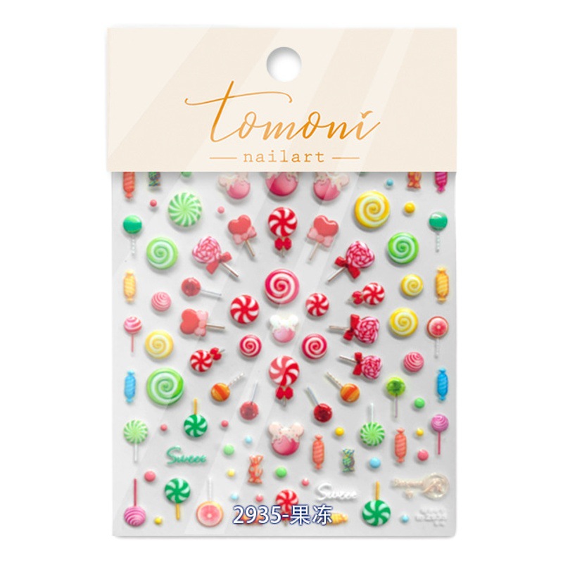 Pegatinas de uñas jalea tomoni popular japonés lindo pegatinas de uñas fábrica al por mayor Lollipop dulce 2935