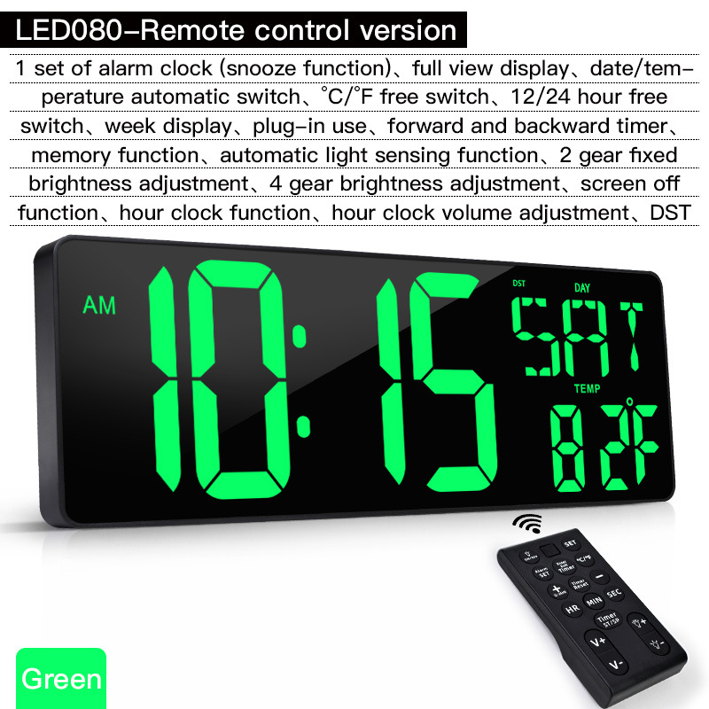 Amazon Hot 17.2 インチ LED 大画面デジタル壁時計、ポジティブカウントダウン電子目覚まし時計付き
