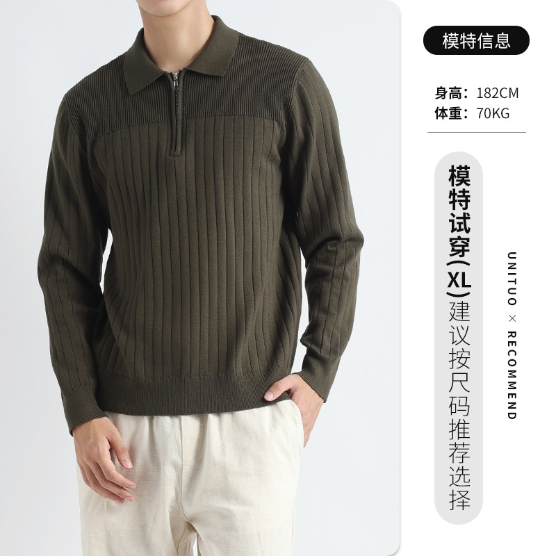 Primavera y otoño T-shirt a rayas de manga larga hombre polo alto sentido de negocios casual suéter Paul jersey hombre