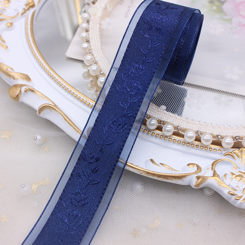 2.5CM 넓은 자카드 인쇄 원사 리본 DIY LOLITA 헤어 액세서리 헤드폰 활 소재