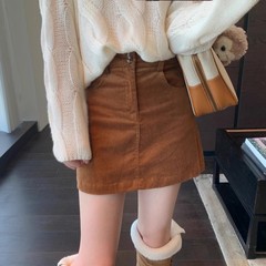IM917版型正 显腿长防走光灯芯绒短裙高腰A字半身裙女秋冬新款