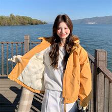 橘色工装羽绒服外套女冬季2025新款短款流行派克服韩系爆款加厚