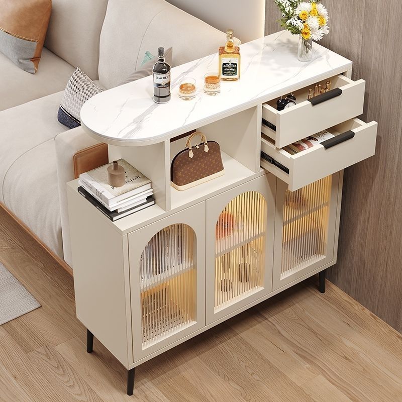 New Cream Bar Partition Cabinet Living Room Home Bar Table Small Apartment Dining Side Integrated Cabinet Modern Simple Side Cabinet
