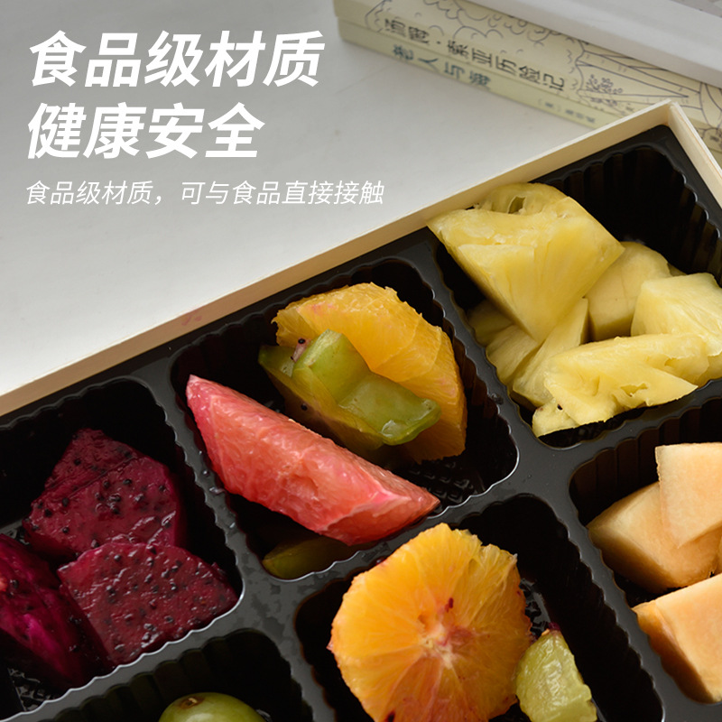 Caja de comidas de madera desechable transparente de frutas comerciales regalos de alimentos multi-tamaño para llevar caja de embalaje con tapa