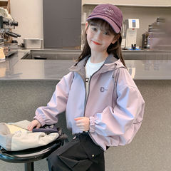 女童冲锋衣春秋外套2025新款儿童洋气时尚连帽上衣女孩超好看秋装