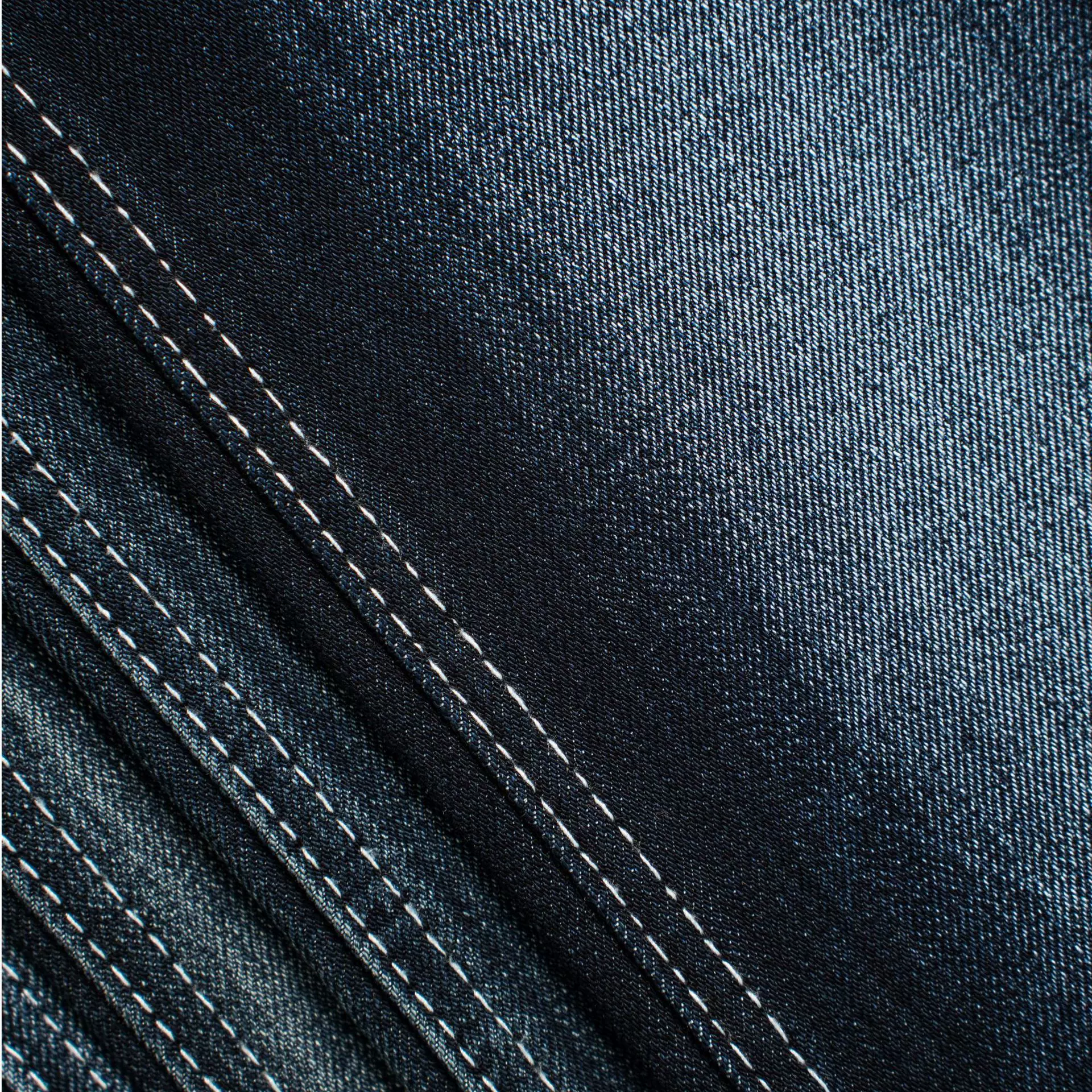 8支竹节莱赛赛络纺弹力牛仔布料 12oz四面弹绳染特深蓝灰牛仔面料