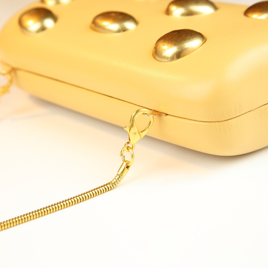 Elegante e sofisticata borsa a scatola a pois per serate o occasioni informali, borsa a tracolla alla moda per donna, minimalista e metallizzata._voghion.com
