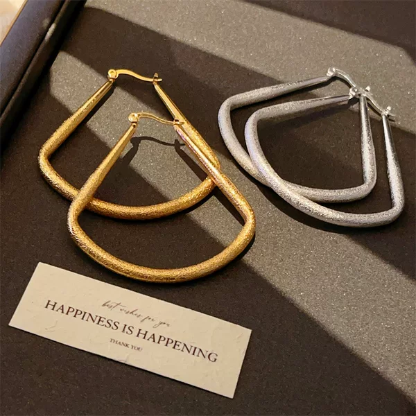 Frosted Metal Fan-Shaped Earrings for Women, Fashionable, High-End, Exaggerated, Cool, Stylish and Versatile Earrings
